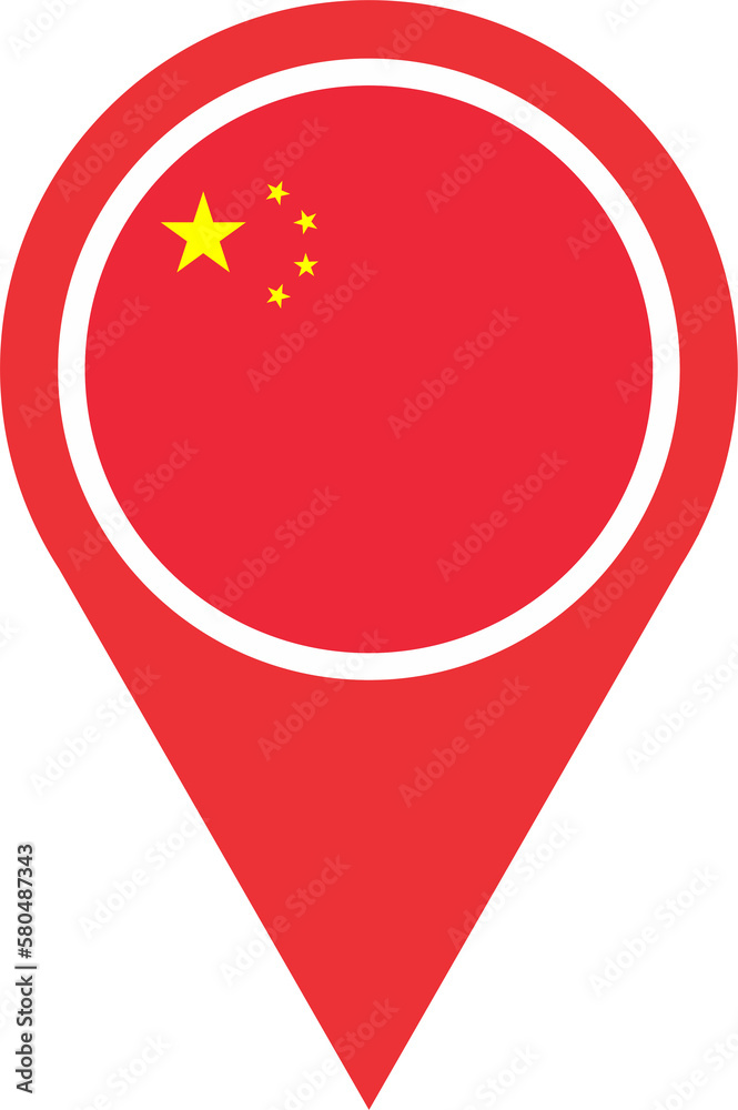 Fototapeta premium Pin map location of China 2023031123