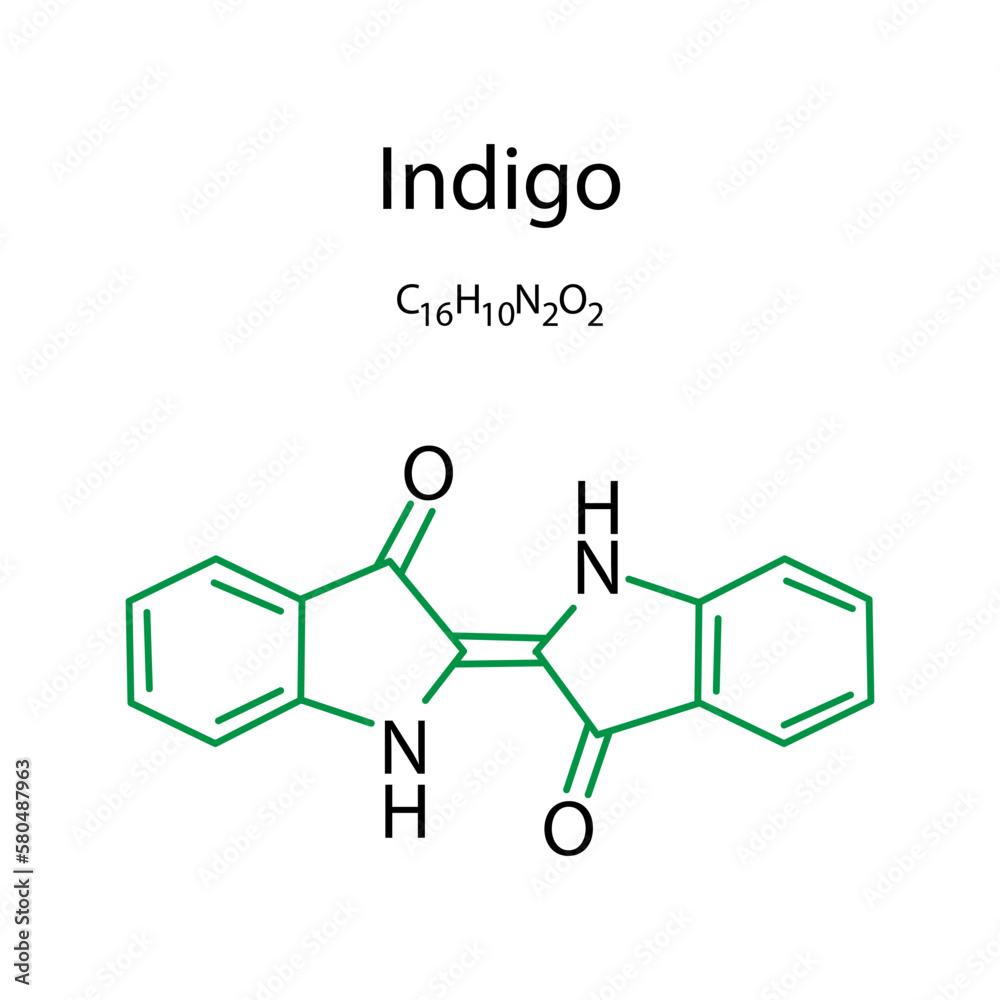 chemical formula of indigo. Icon for medical design. Vector illustration. chemical formula of indigo. Icon for medical design. Vector illustration.