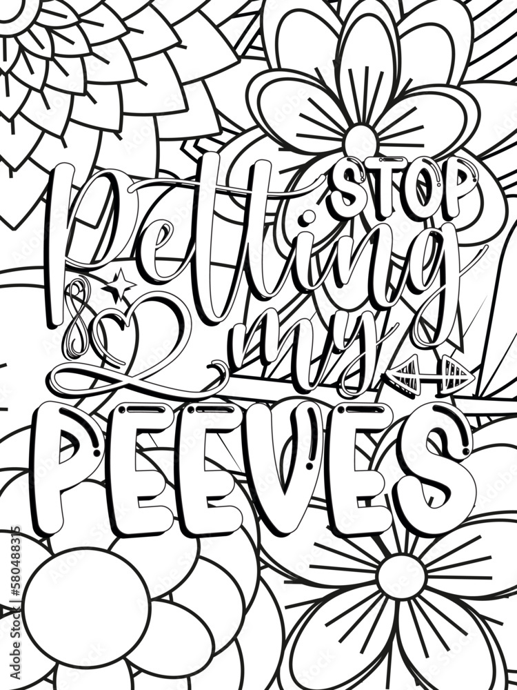 Fototapeta premium Funny-Quotes Coloring pages. Coloring page for adults and kids. Vector Illustration.