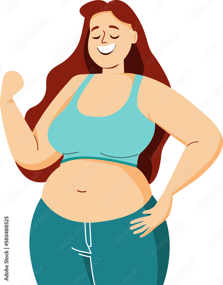 Fat woman in exercise clothes, character, illustration. Fat woman in exercise clothes, character, illustration.