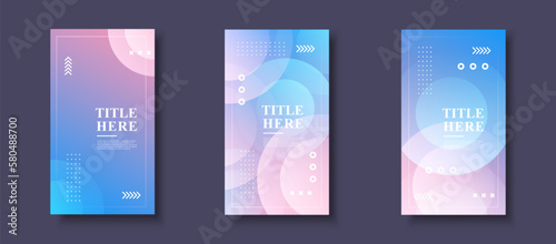 Modern background. template story, abstract frame, colorful, gradient pink and blue waves