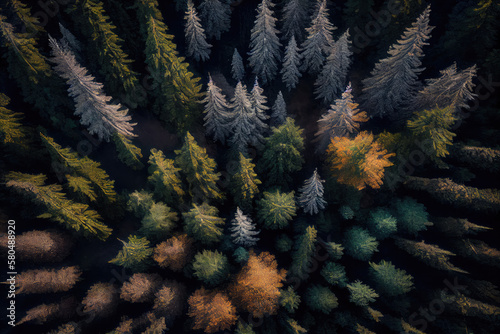 Aerial photography of metasequoia forest.