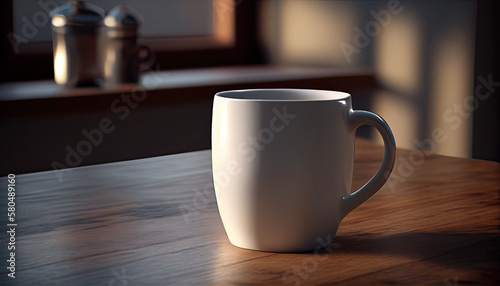 cup of coffee on the table blank made with generative ai