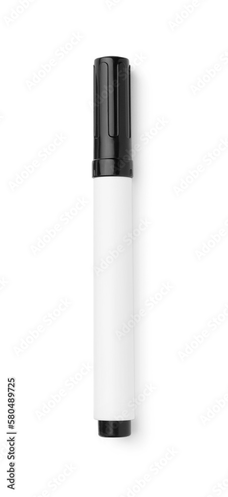 Black marker isolated on white, top view. School stationery Black marker isolated on white, top view. School stationery
