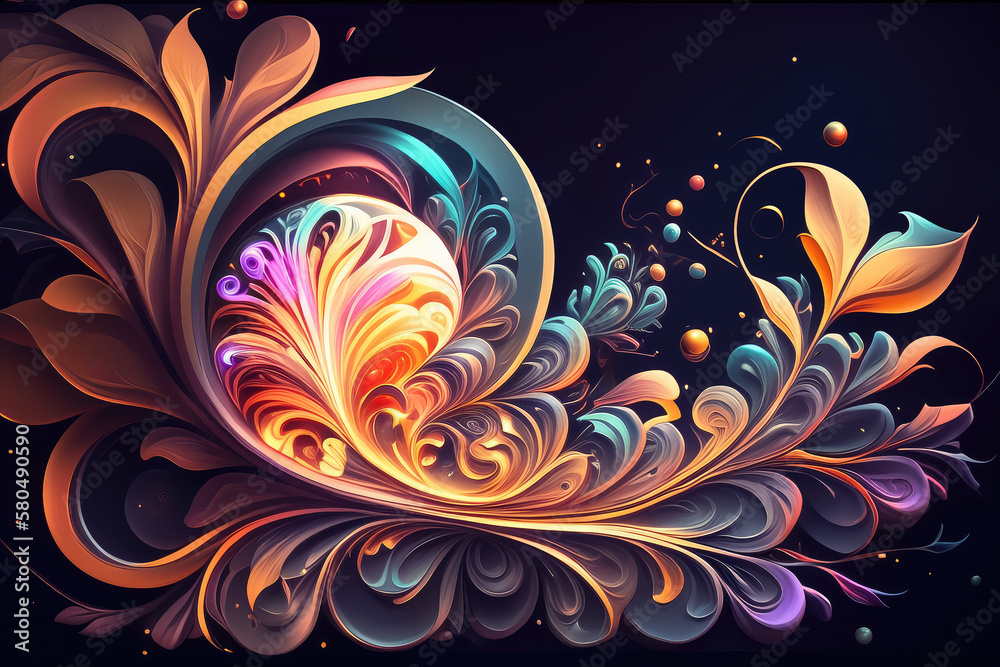 Fantasy Swirls and Lines in Magical Colors, generative ai Fantasy Swirls and Lines in Magical Colors, generative ai