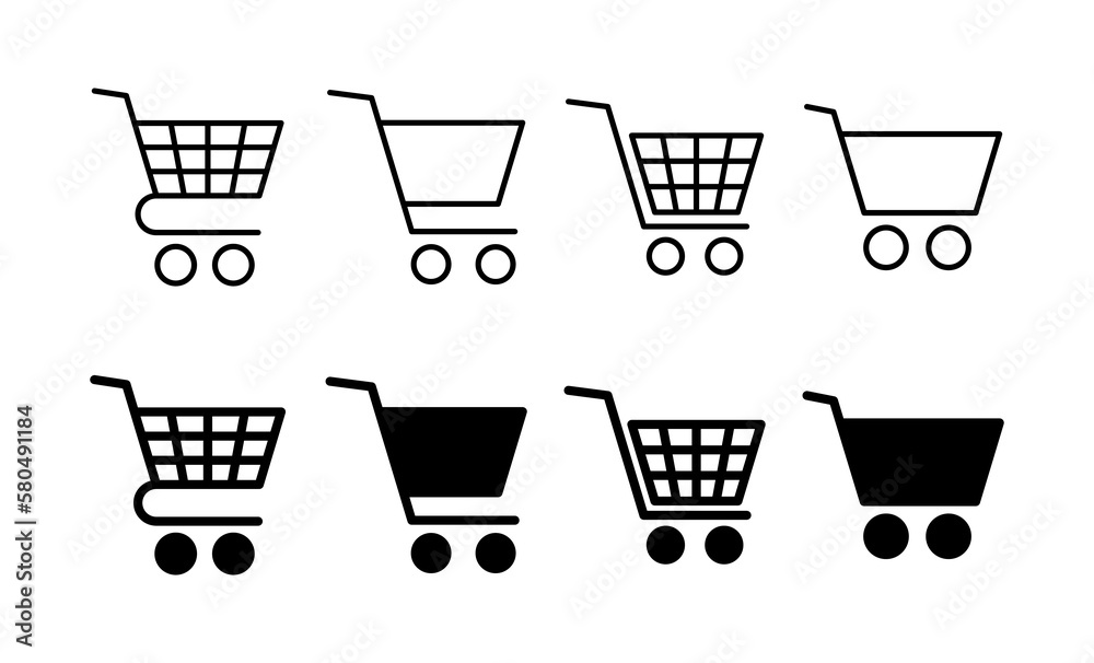 Shopping icon vector for web and mobile app. Shopping cart sign and symbol. Trolley icon Shopping icon vector for web and mobile app. Shopping cart sign and symbol. Trolley icon