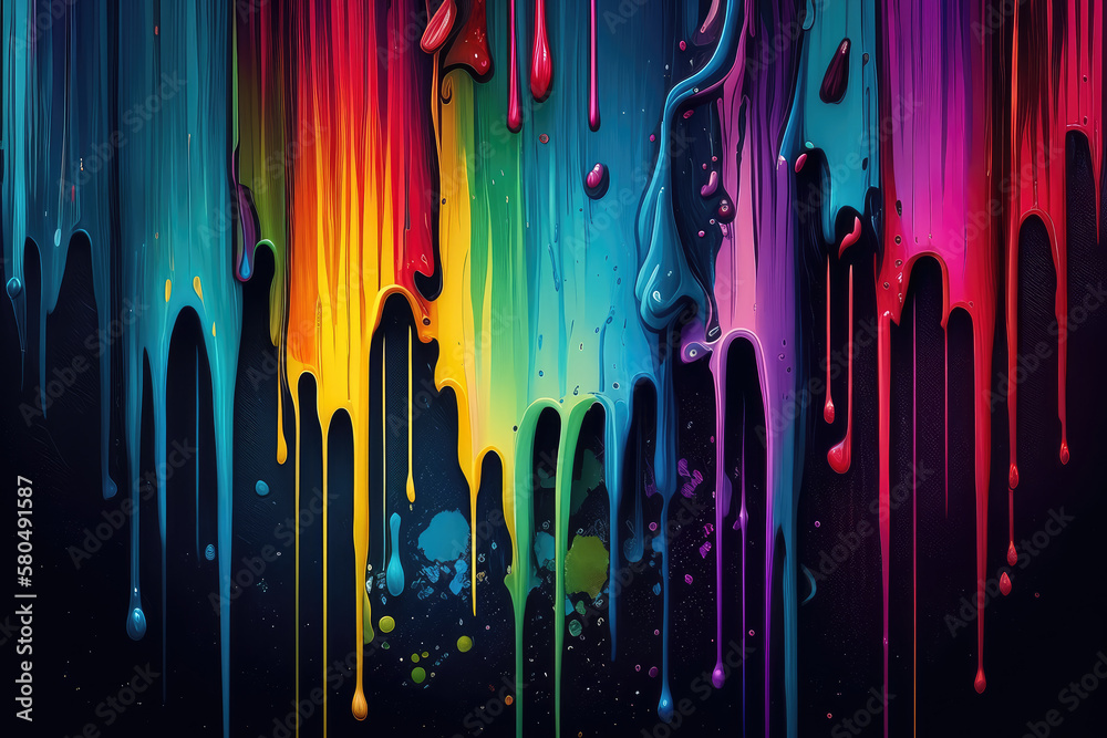 Vibrant Wallpaper of Dripping Paint with a Grunge-Style Texture in Rainbow Colors, generative ai Vibrant Wallpaper of Dripping Paint with a Grunge-Style Texture in Rainbow Colors, generative ai