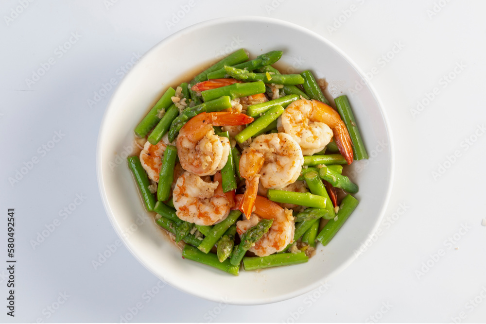Asparagus stir fried with shrimp Asparagus stir fried with shrimp