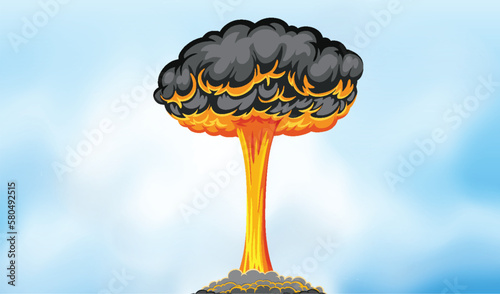 Atomic Bomb Mushroom Cloud in Blue Sky