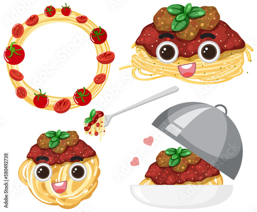 Set of mix spaghetti