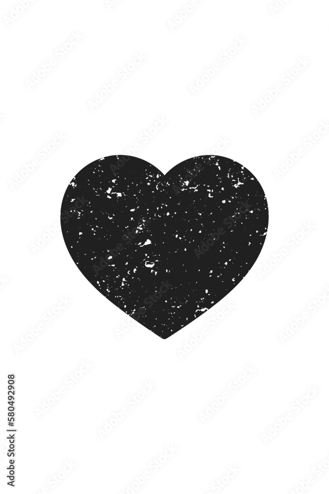 Distressed Heart. Distressed Vector Silhouette on White Background