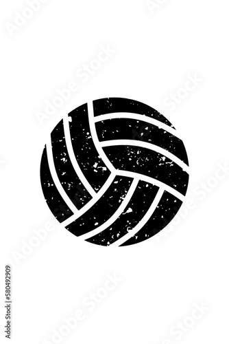 Distressed Volleyball. Distressed Vector Silhouette on White Background