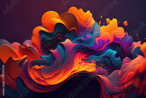 Radiant Rhapsody Fluid, Abstract Design with Vibrant Hues and Dynamic Shapes, generative ai photo