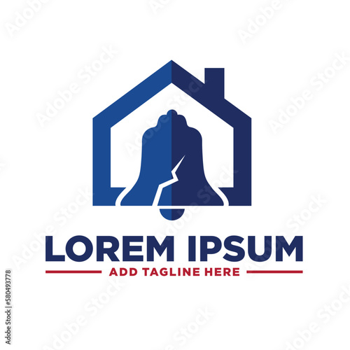 Liberty bell with house or home.