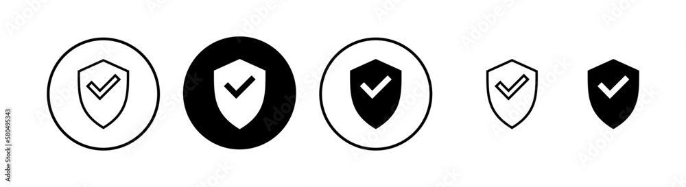 Shield check mark icon vector illustration. Protection approve sign. Insurance icon Shield check mark icon vector illustration. Protection approve sign. Insurance icon