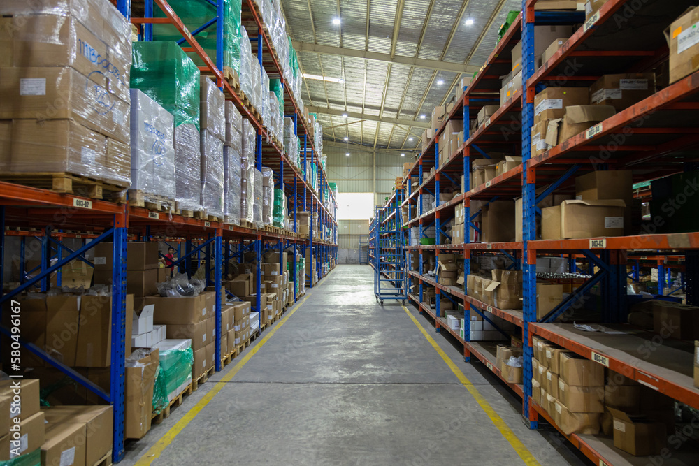 Store clerks inspect products, warehouses, industrial and logistics supply chains.
