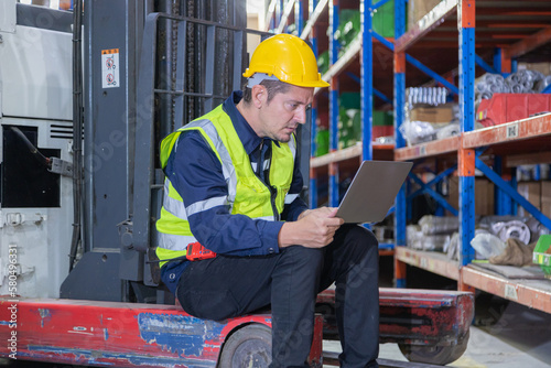 Store clerks inspect products, warehouses, industrial and logistics supply chains. 