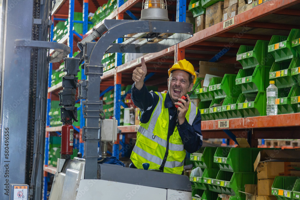 Fototapeta premium Store clerks inspect products, warehouses, industrial and logistics supply chains.