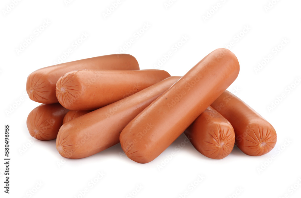 Fresh raw sausages isolated on white. Meat product Fresh raw sausages isolated on white. Meat product