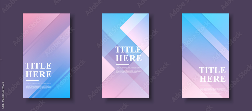 Modern background. template story, abstract frame, colorful, pink and blue gradient memphis style