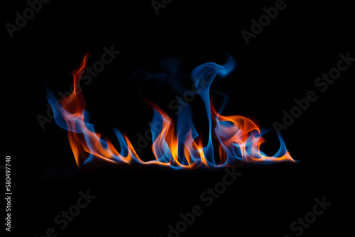 Blue fire on a black background.