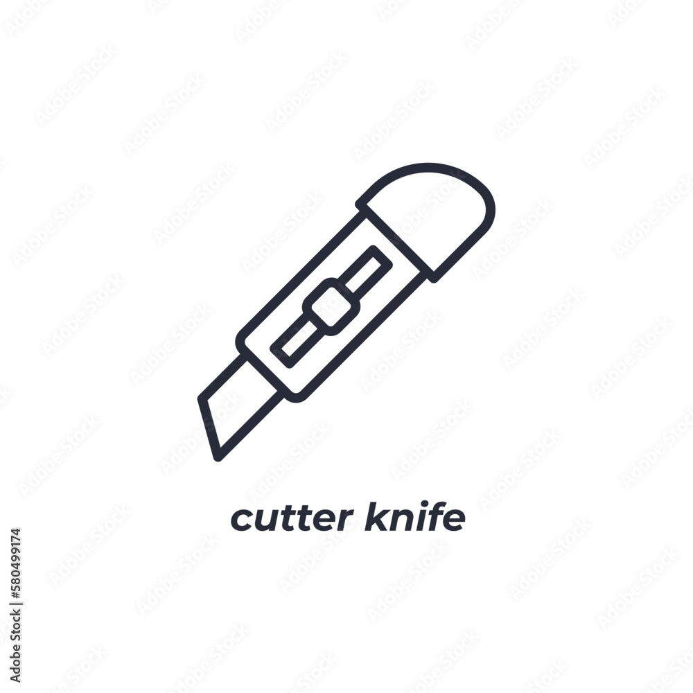 Vector sign cutter knife symbol is isolated on a white background. icon color editable. Vector sign cutter knife symbol is isolated on a white background. icon color editable.