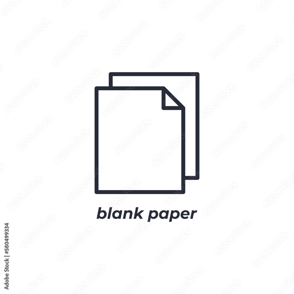 Vector sign blank paper symbol is isolated on a white background. icon color editable. Vector sign blank paper symbol is isolated on a white background. icon color editable.