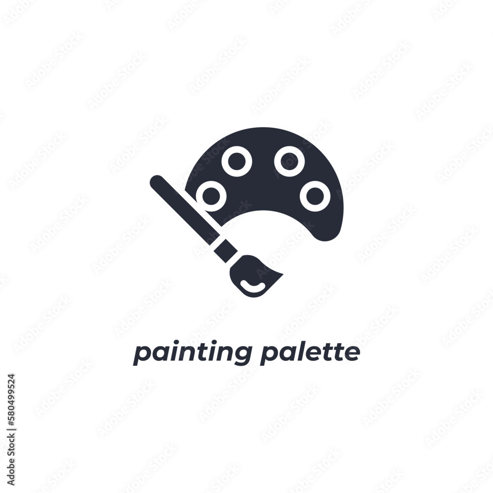 Vector sign painting palette symbol is isolated on a white background. icon color editable. Vector sign painting palette symbol is isolated on a white background. icon color editable.