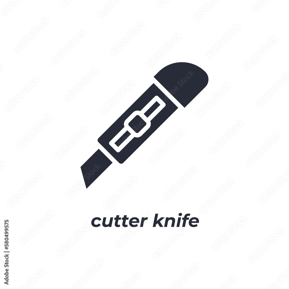 Vector sign cutter knife symbol is isolated on a white background. icon color editable. Vector sign cutter knife symbol is isolated on a white background. icon color editable.