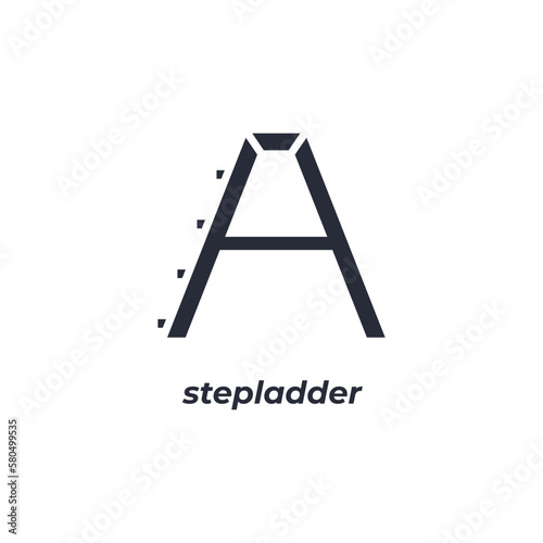 Vector sign stepladder symbol is isolated on a white background. icon color editable.