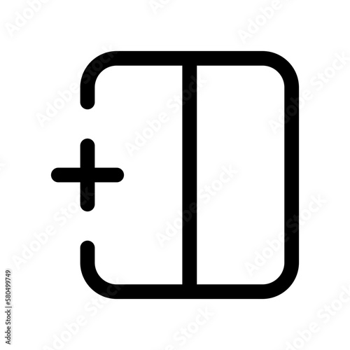 Editable add column to the left vector icon. Part of a big icon set family. Perfect for web and app interfaces, presentations, infographics, etc