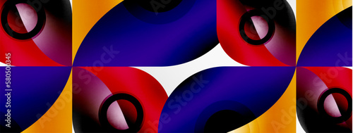 Vector abstract geometric background. Techno flower petals concept. Wallpaper or texture design, bright poster, banner, flyer