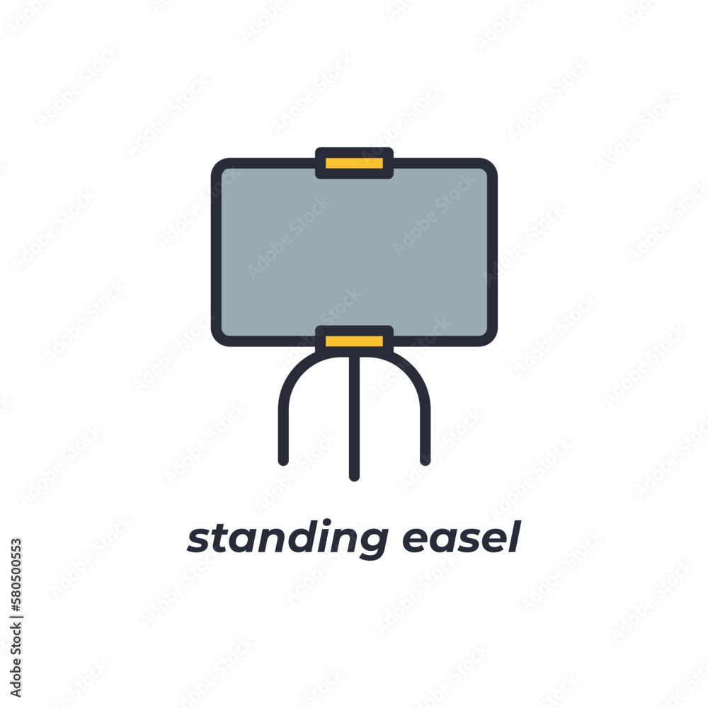 Vector sign standing easel symbol is isolated on a white background. icon color editable. Vector sign standing easel symbol is isolated on a white background. icon color editable.
