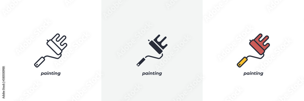 painting icon. Line, solid and filled outline colorful version, outline and filled vector sign. Idea Symbol, logo illustration. Vector graphics painting icon. Line, solid and filled outline colorful version, outline and filled vector sign. Idea Symbol, logo illustration. Vector graphics