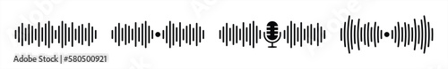 sound wave icon set. music sound wave icon. record sound wave icon sign symbol collections  vector illustration