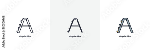 stepladder icon. Line, solid and filled outline colorful version, outline and filled vector sign. Idea Symbol, logo illustration. Vector graphics