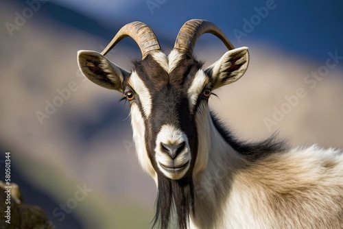 Alpine Goat Dairy Animal. A picture of a female goat, which is an animal with horns. Livestock. Generative AI