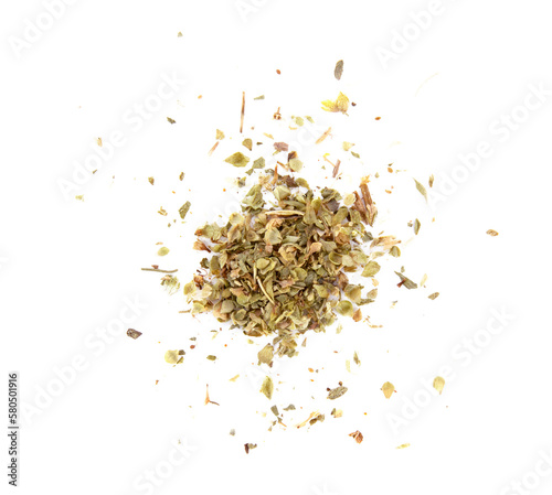 Pile of dried oregano leaves isolated on transparent png