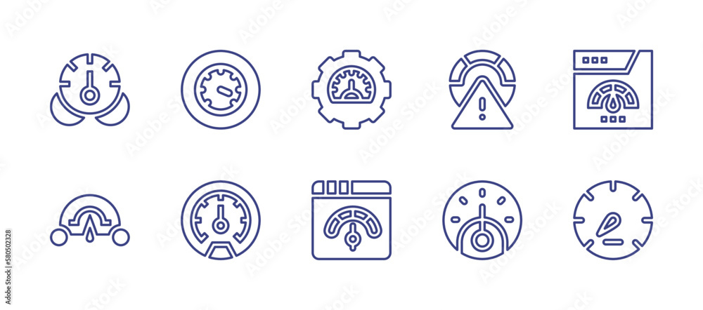 Speedometer line icon set. Editable stroke. Vector illustration. Containing speedometer, speed limit.
