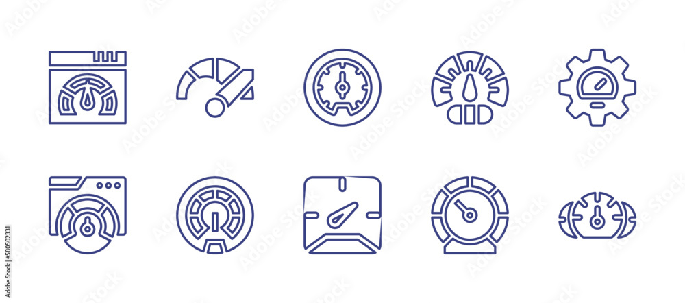 Speedometer line icon set. Editable stroke. Vector illustration. Containing speedometer, speed test.