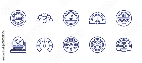 Speedometer line icon set. Editable stroke. Vector illustration. Containing speedometer  speed test  low energy  odometer.