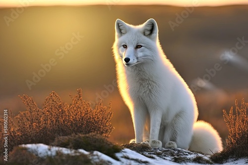 The arctic fox (Vulpes lagopus), also called the white, polar, or snow fox, is a small fox that lives in the Arctic tundra biome and is native to the Arctic regions of the Northern Hemisphere © AkuAku