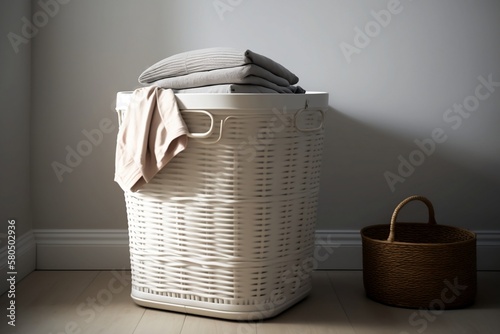 Iamge of laundry basket on the floor.