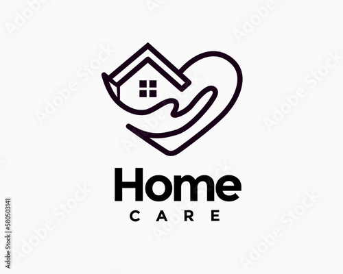 home house heart care charity give care logo icon symbol design template illustration inspiration