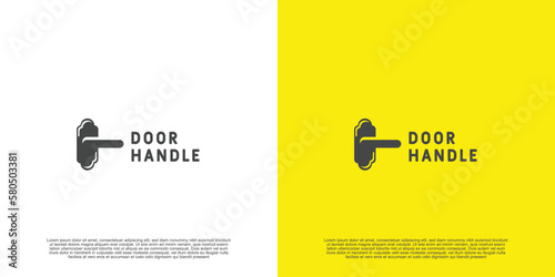 Doorknob door knob door handle logo design illustration. Doorknob silhouette silhouette. Simple retro vintage flat classic design.
