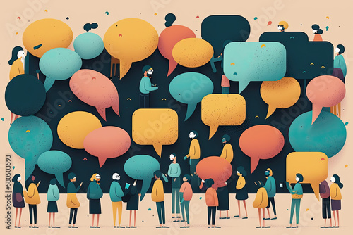 ai generated illustration of tiny people series, sharing thought