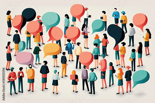ai generated illustration of tiny people series, sharing thought
