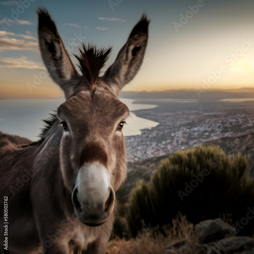 Fotobehang donkey in the desert