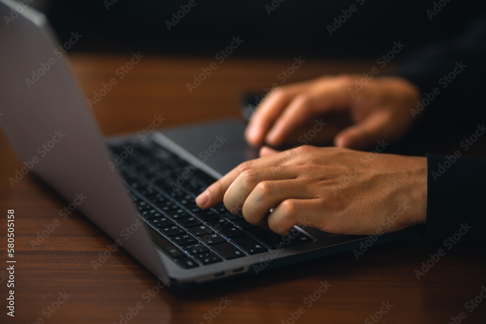 man working on laptop computer at home man working on laptop computer at home