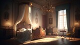 Baroque historical bedroom illustration by generative AI